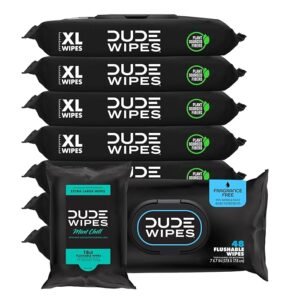 DUDE Wipes Stool Kit- 9 Packs, 432 Flushable Wipes -- Mint Chill, Shea Butter, & Unscented - Extra Large & Septic Safe